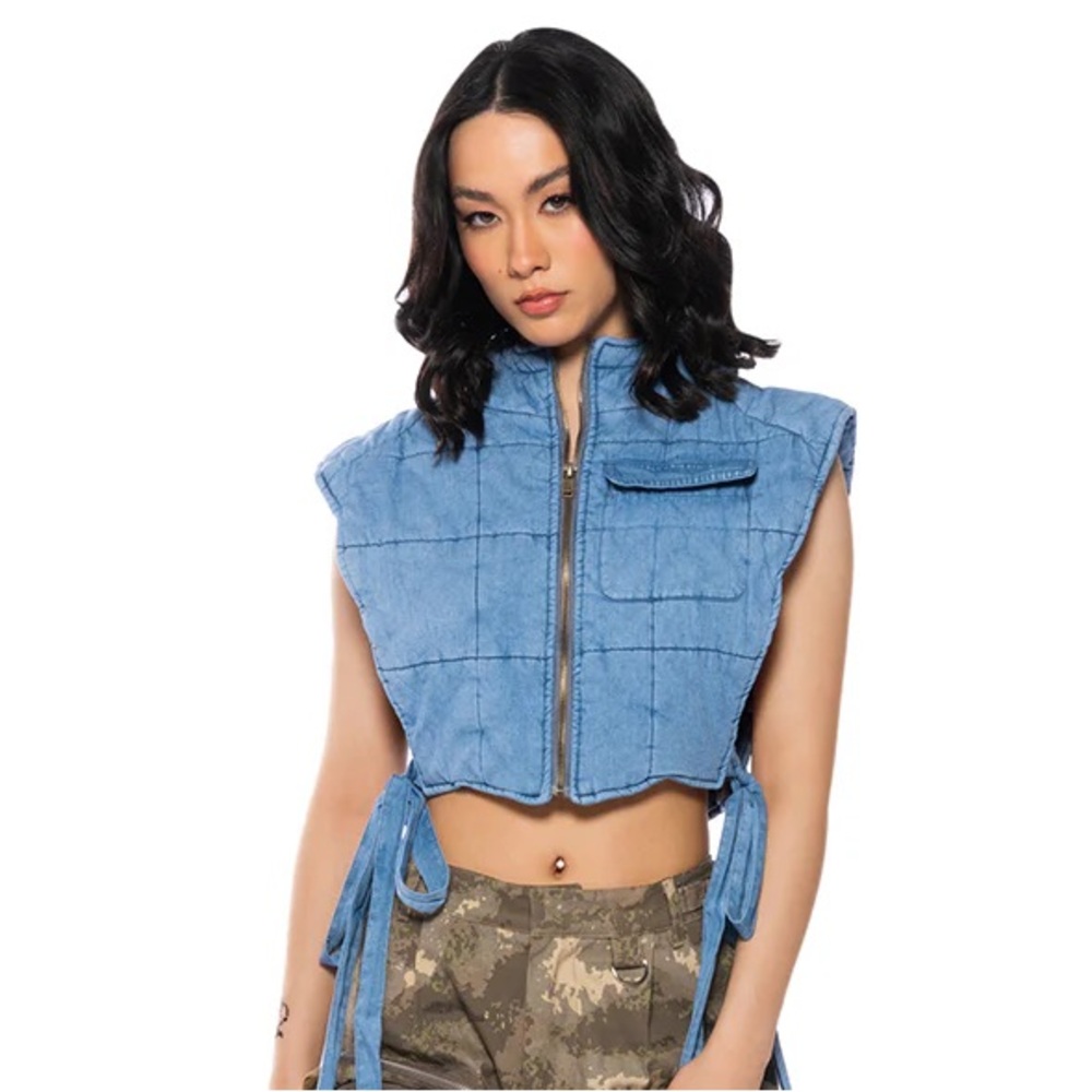 Akira denim puffer vest